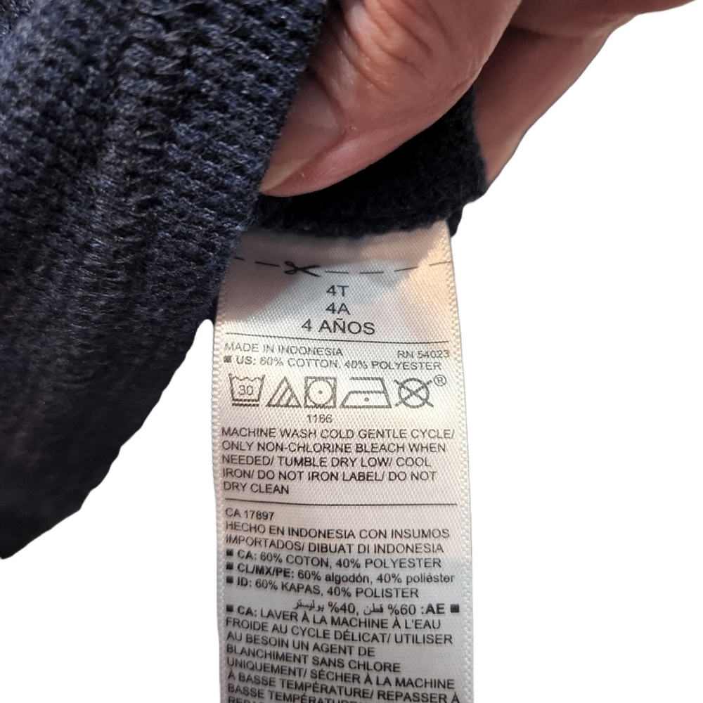 Old Navy Blue Gray long sleeve Henley shirt - top Size 4T - Picture 4 of 4
